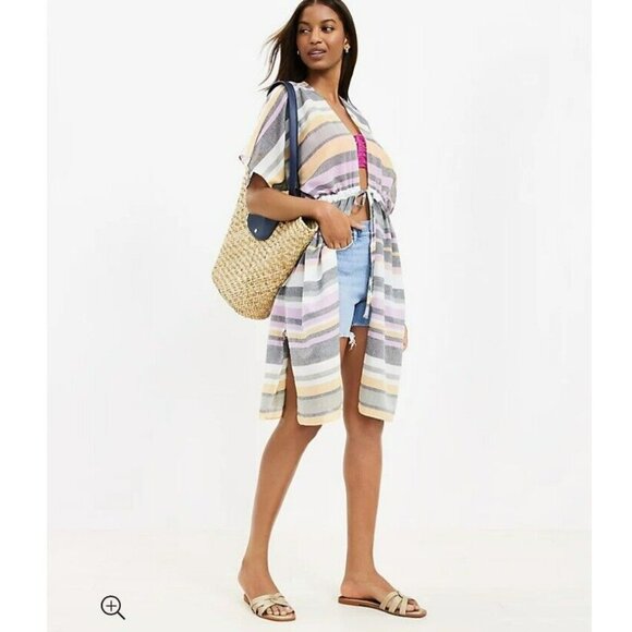 Loft Striped XS S Swimsuit Coverup Small Waist Tie Womens Cover Up NWT - Picture 1 of 6